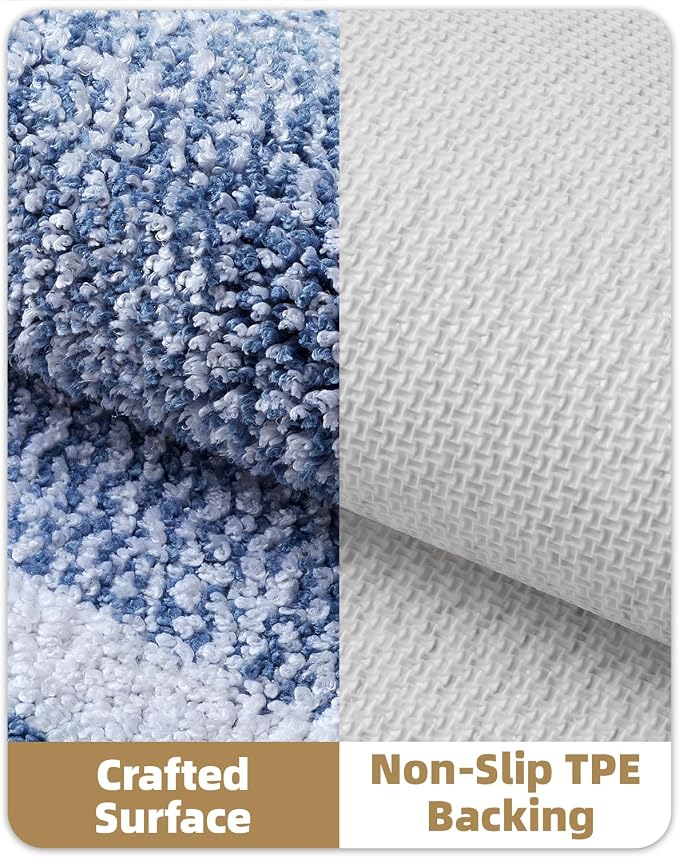 Color&Geometry Bathroom Runner Non Slip, 24"x59" Light Blue Bath Runner Rug, Absorbent, Soft, Washable, Microfiber Bath Mat Bathroom Carpet