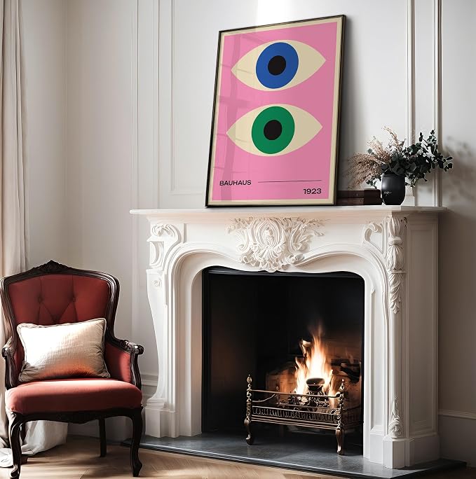 Poster Master Bauhaus Poster - Eyes Print - Abstract Circles ART - Graphic Design ART - Geometric Style - Chic Boho - Mid Century Modern - Living Room or Bedroom Decor - 11x14 UNFRAMED Wall Decor