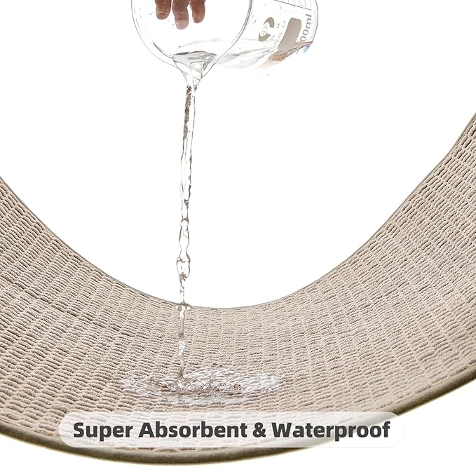 Bathroom Rugs Non Slip Washable, Super Absorbent Thin Bath Mat Quick Dry Low Pile Bathroom Rug, Beige 20"x48"
