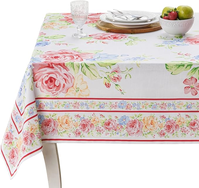 Maison d' Hermine Table Cloth Rectangle Table 100% Cotton 70 x 90 Inches Tablecloth Reusable Decorative for Dining Room Farmhouse Home Valentines Day Decorations Spring Summer - Vintage Floral