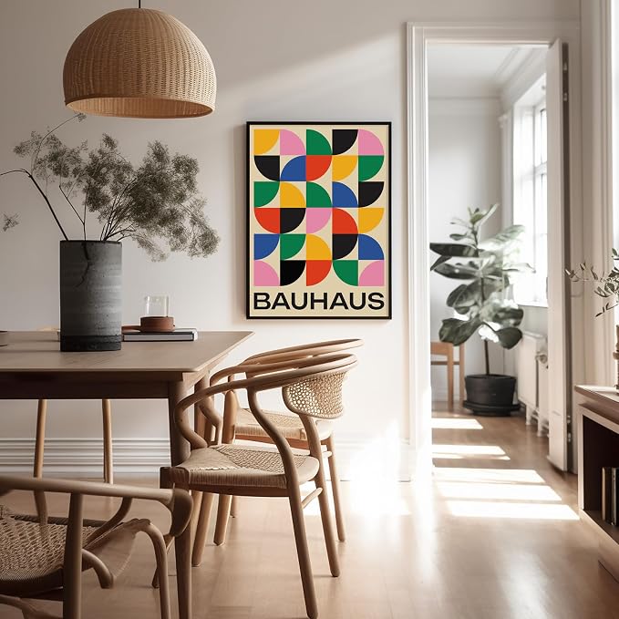 Poster Master Bauhaus Poster - Triangles Print - Geometric ART - Abstract ART - Graphic Design Style - Chic Boho - Mid Century Modern - Living Room or Bedroom Decor - 8x10 UNFRAMED Wall Decor