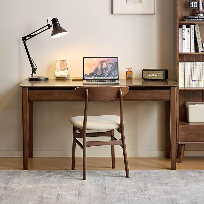 Retro Solid Wood Computer Desk, Office Writing Desk with Storage Drawers for Home Office, Study, Bedroom 47.24" W