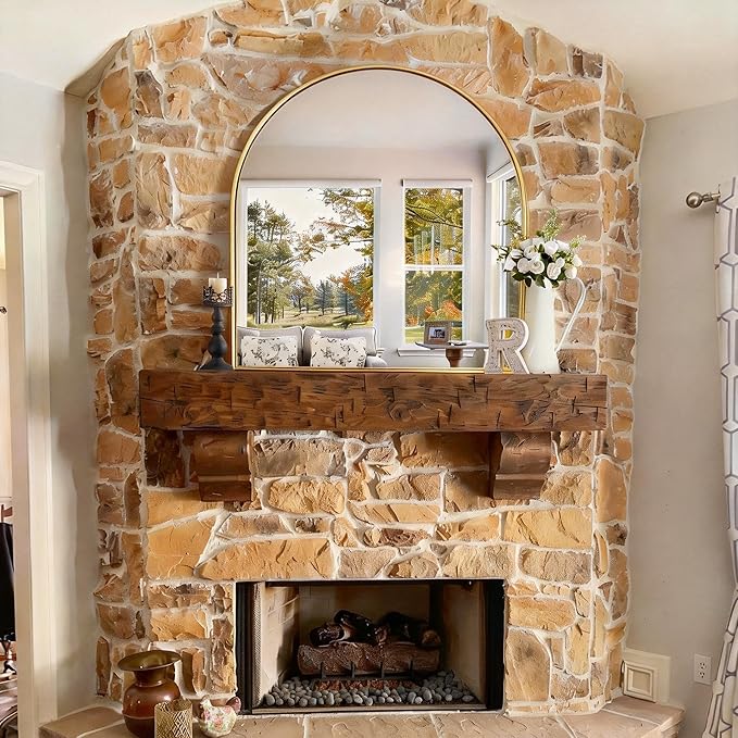 CIRCUMI Arched Wall Mirror, 42"x42" Gold Arched Mirror with Tempered Glass, Metal Frame, Large Size for Entryway Table, Mantel,Living Room,Over Sink,Arch Mirror for Decor,Shatterproof&Crystal-Clear