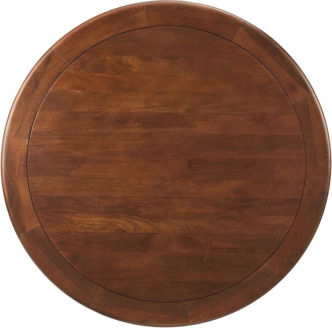 Modway Lippa 48 Inch Round Wood Dining Table with Metal Pedestal in Black Walnut - Modern Industrial Dining Table for 4 People - Solid Wood Tulip Kitchen Table