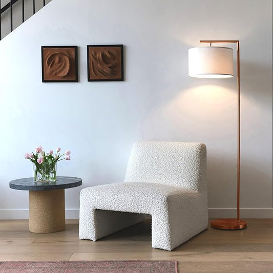 Brightech Montage Modern Floor Lamp, LED Floor Lamp for Living Rooms & Offices - Tall Standing Lamp for Bedroom Reading - Corner Pole Lamp for Contemporary Home Decor - Rose Gold