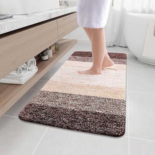 Arotive Microfiber Bathroom Rugs, Shaggy Soft and Absorbent Bath Rug, Non-Slip, Thick Plush Machine Washable Dry Bath Mats for Bathroom, Tub and Shower, 45x27, Brown, Rectangular