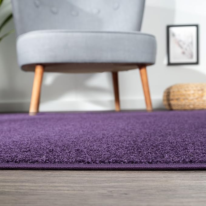 JONATHAN Y Haze Solid Low-Pile Purple Indoor Area Rug 6x9, Coastal,Bohemian,Minimalist,Classic, Easy-Cleaning for Living Room,Bedroom,Kitchen,Pet Friendly,Non-Shedding (SEU100N-6)