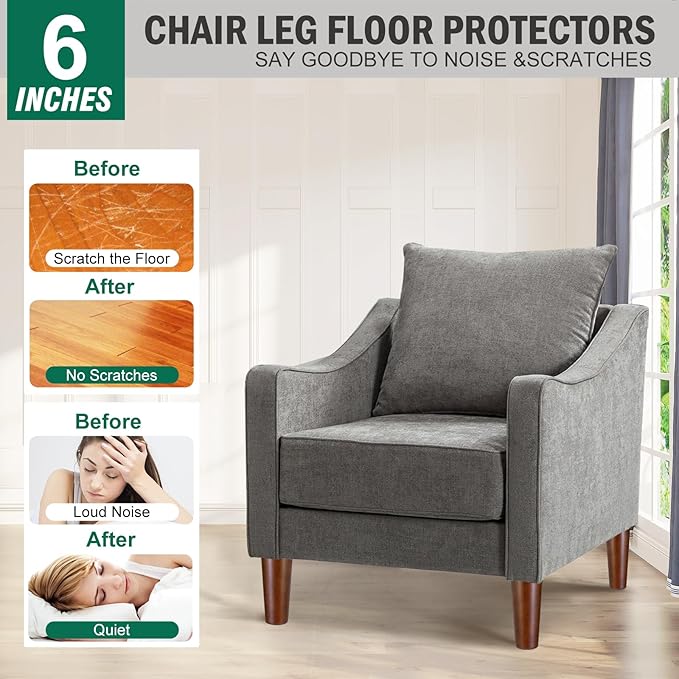 FoDau770 Brown Rubber Wood Furniture Legs 6 Inches, Straight Tapered Wood Feet Mid Century Sofa Legs Set of 4, 5/16" UNC Furniture Feet for Cabinet Couch Dresser Chair Ottoman Table