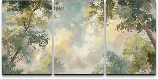 wall26 Canvas Print Wall Art Set Soft Pastel Sky and Tree Canopy Abstract Nature Decorative Minimal Relax/Zen for Living Room, Bedroom, Office - 24"x36" x 3