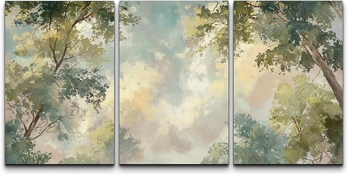 wall26 Canvas Print Wall Art Set Soft Pastel Sky and Tree Canopy Abstract Nature Decorative Minimal Relax/Zen for Living Room, Bedroom, Office - 16"x24" x 3