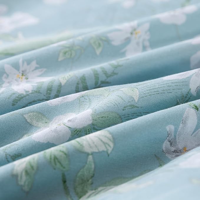 HoneiLife Wildflower Duvet Cover King - 100% Cotton Comforter Cover Sets, Botanical Duvet Cover Sets 3-PC, Floral Bedlinen Set with Zipper Closure & Corner Ties