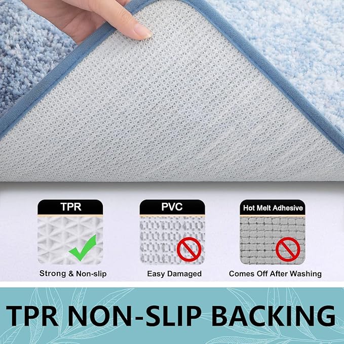 Arotive Microfiber Bathroom Rugs, Shaggy Soft and Absorbent Bath Rug, Non-Slip, Thick Plush Machine Washable Dry Bath Mats for Bathroom, Tub and Shower, 24x16, Light Blue, Rectangular