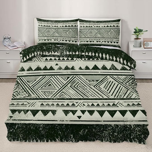 Boho Aztec Duvet Cover Oversized King, Bohemian Exotic Southwestern Bedding Set 3 Piece, Geometric Striped Patterned Comforter Cover with Zipper Soft Microfiber, 2 Pillowcases