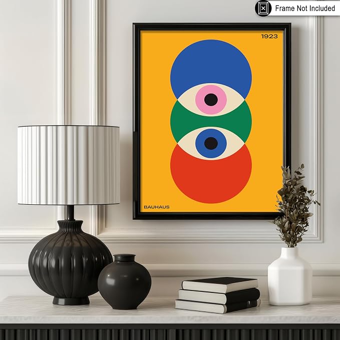 Poster Master Bauhaus Poster - Abstract Eyes Print - Graphic Design - Eye Illustration - Geometric Art - Chic Boho Design - Mid Century Modern Illustration - Living Room or Bedroom Wall Decor - 16x20 UNFRAMED Wall Decor