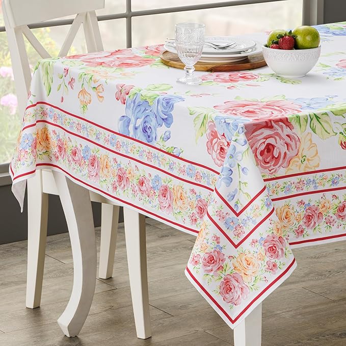 Maison d' Hermine Table Cloth Rectangle Table 100% Cotton 54 x 72 Inches Tablecloth Reusable Decorative for Dining Room Farmhouse Home Valentines Day Decorations Spring Summer - Vintage Floral