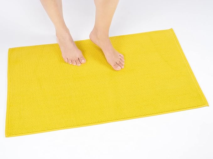 Cotton Paradise 100% Cotton Turkish Bathmat Rug, Soft Absorbent Quick Dry Non Slip, 20x34 Bathmat Rug, Yellow