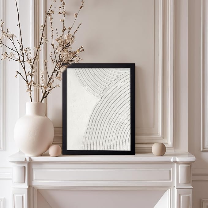 Poster Master Soft Lines Poster - Spiral Circle Print - Texture Art - Abstract Art - Mid Century Modern Art - Aesthetic Art - Acrylic Waves Art - Rustic Bedroom Wall Decor - 11x14 Black Framed