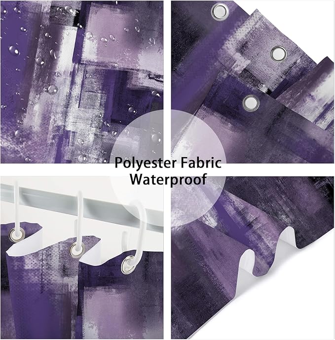 Purple Grey Abstract Shower Curtain 72x72 Inch, Modern Art Painting Bath Curtain Waterproof Shower Curtains for Bathroom Decor with 12 Hooks