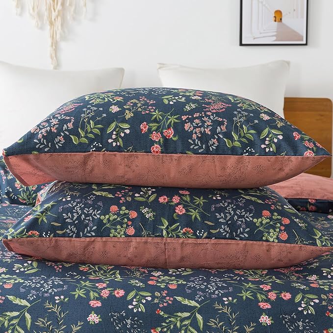 HoneiLife Twin Duvet Cover Set - 100% Cotton Comforter Cover Floral Duvet Cover Sets,Soft & Breathable Duvet Cover with Zipper Closure and Corner Ties,2-PCS Wildflower Comforter Cover Sets- Flower Sea