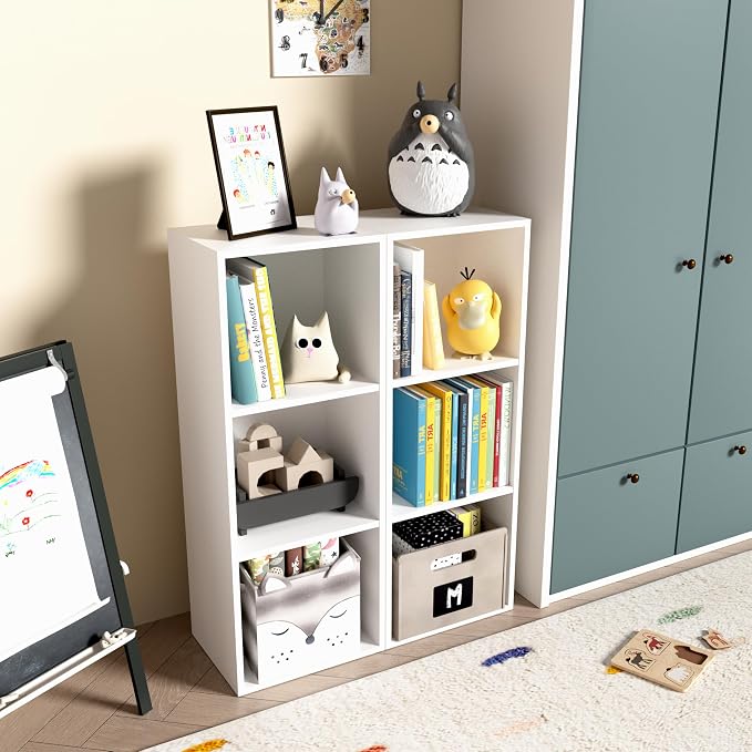 Wooden 3 Cube Storage Organizer, 3 Tier Storage Cubes Storage Display Cubby, Freestanding DIY Closet Shelving Unit for Living Room Bedroom Office (White, 3 Cube-W(11.8inch)