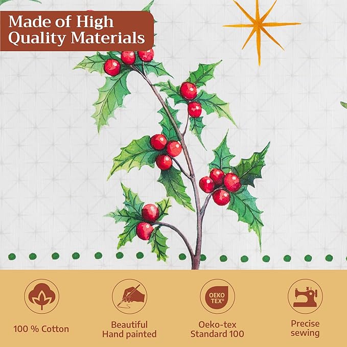 Maison d' Hermine Table Cloth Rectangle Table 100% Cotton 54 x 72 Inches Fall Tablecloth Reusable Everyday Use for Thanksgiving Christmas Decorations Dining Farmhouse Party (Poinsettia Christmas)