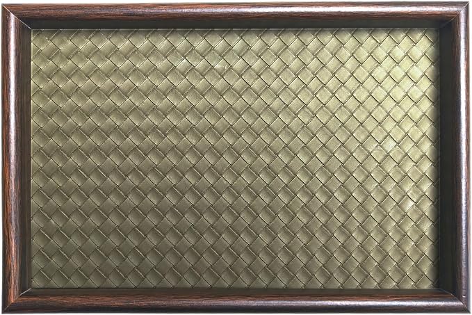 11.8x7.9 Desk Organizer Tray Wooden Storage with Leather Base, Versatile Tray Table for Nightstand Entryway Vanity Desktop(Green)