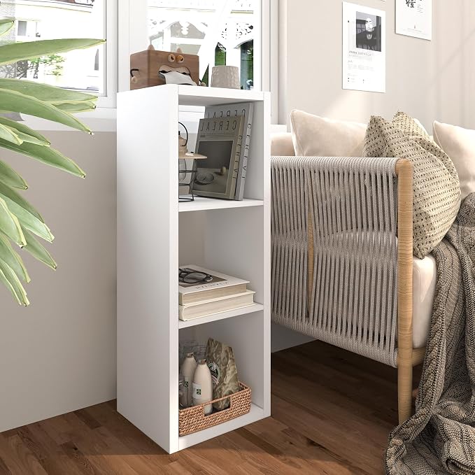 Endearing Limons【2026 Wooden Thick Border 3 Cube Shelf Storage Organizer with Anti-Tipping Kits + Reversible Open Back Bookcase (11 x 11 Unit Cell White)