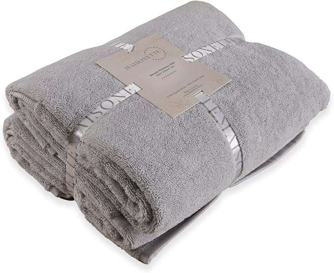 Maisonette Elegance 100% Organic Cotton Turkish Bath Sheets Soft Absorbent Oversized Bathroom Towels Ideal Quick Dry Extra Large Luxury Bath Towel Set for Shower (35" x 70", 2 Pack) Pewter