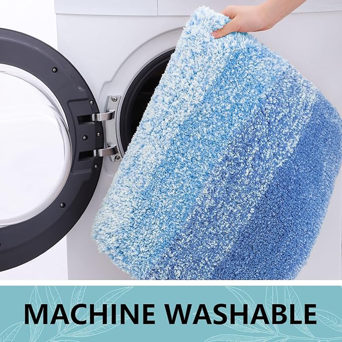 Arotive Microfiber Bathroom Rugs, Shaggy Soft and Absorbent Bath Rug, Non-Slip, Thick Plush Machine Washable Dry Bath Mats for Bathroom, Tub and Shower, 36x24, Light Royal Blue, Rectangular
