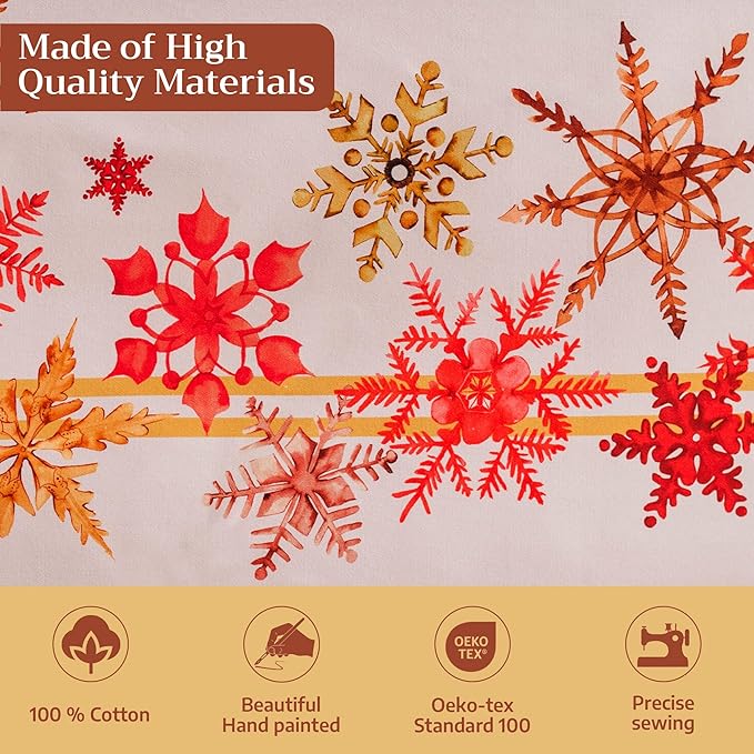 Maison d' Hermine Table Cloth Round Table 100% Cotton 63 Inches Fall Tablecloth Reusable Everyday Use for Thanksgiving Christmas Decorations Dining Farmhouse Party (Crystal Star)