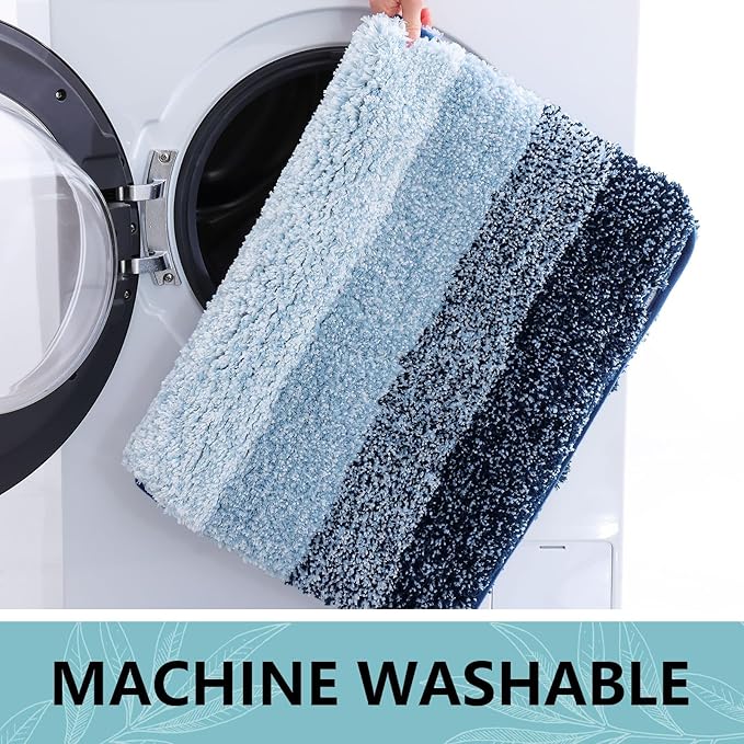 Arotive Microfiber Bathroom Rugs, Shaggy Soft and Absorbent Bath Rug, Non-Slip, Thick Plush Machine Washable Dry Bath Mats for Bathroom, Tub and Shower, 40x24, Dark Blue, Rectangular