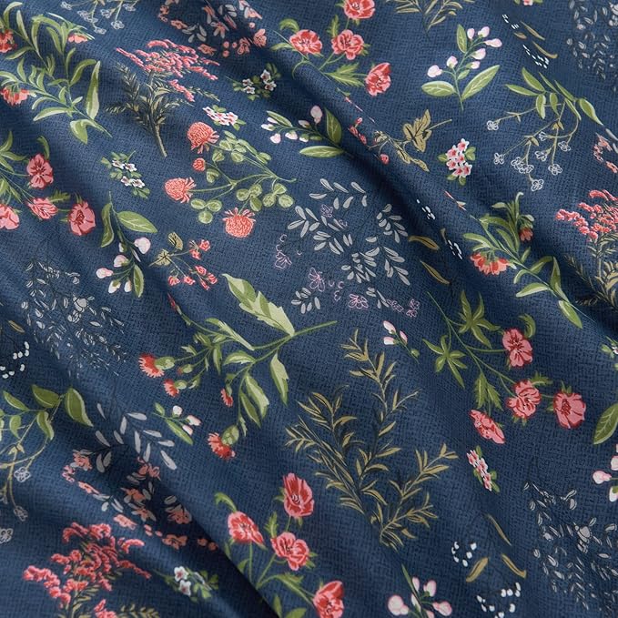 HoneiLife Queen Duvet Cover Set - 100% Cotton Floral Duvet Cover Sets,Soft & Breathable with Zipper Closure & Corner Ties,3pcs Wildflower Comforter Cover Sets- Flower Sea