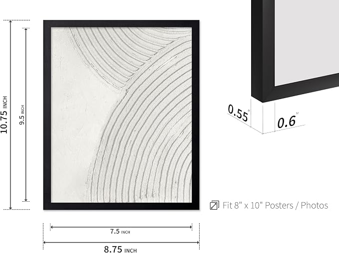 Poster Master Soft Lines Poster - Spiral Circle Print - Texture Art - Abstract Art - Mid Century Modern Art - Aesthetic Art - Acrylic Waves Art - Rustic Bedroom Wall Decor - 8x10 Black Framed