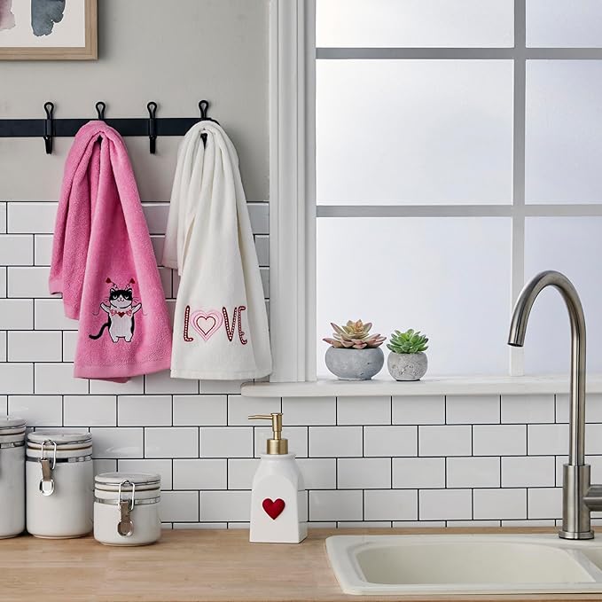 SKL Home Valentine Dachshund Hand Towel Set, 2 Count