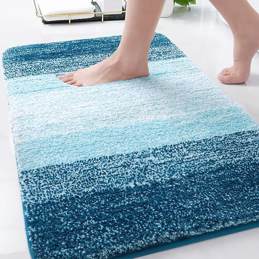 Arotive Microfiber Bathroom Rugs, Shaggy Soft and Absorbent Bath Rug, Non-Slip, Thick Plush Machine Washable Dry Bath Mats for Bathroom, Tub and Shower, 34x21, Peacock Blue, Rectangular