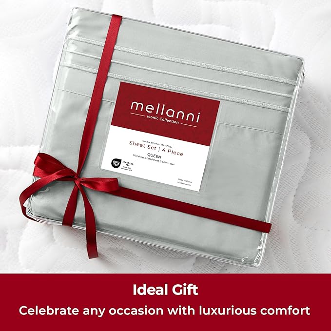 Mellanni Extra Deep King Sheets - 4 PC Iconic Collection Bedding - Hotel Luxury, Ultra Soft, Cooling Bed Sheets - Wrinkle, Fade, Stain Resistant (King, Spa Mint)