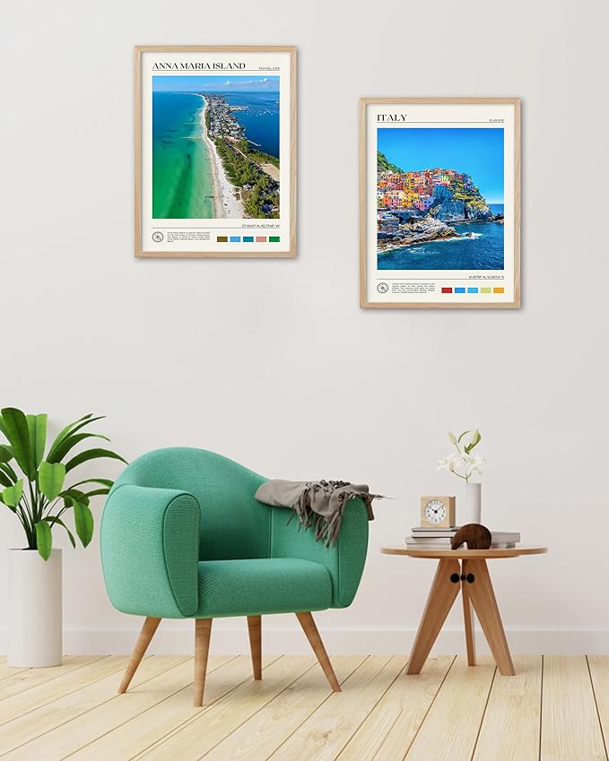 HesenDot Natural OAK Wood Framed Hawaiian Archipelago Wall Art,12x16in Kauai Quality Canvas Wall Print,Classic Urban Landmark Wall Decor for Living Room,Bedroom,Office Gallery Set of 1