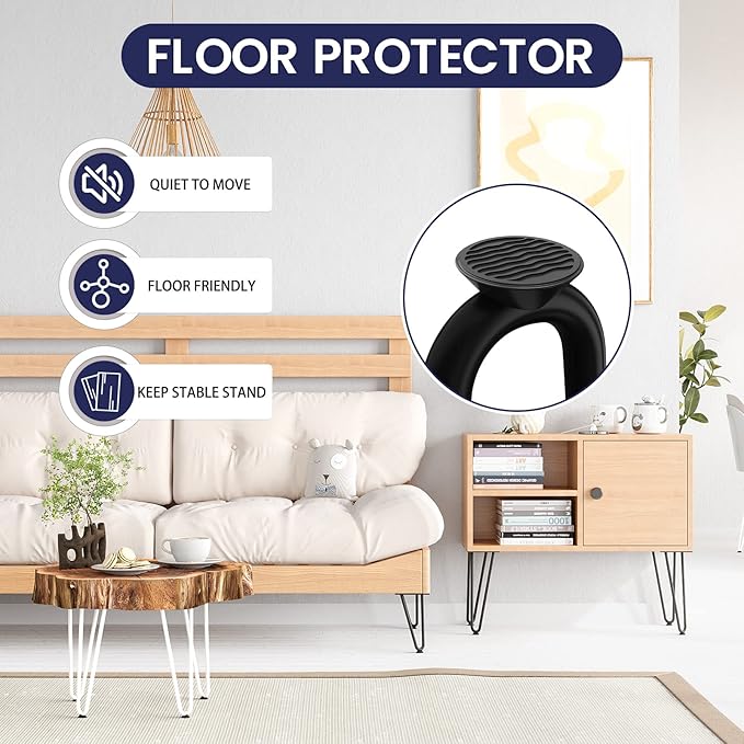 SMARTSTANDARD 14 Inch Heavy Duty Hairpin Furniture Legs, Metal Home DIY Projects for Nightstand, Coffee Table, Desk, etc with Rubber Floor Protectors Black 4PCS