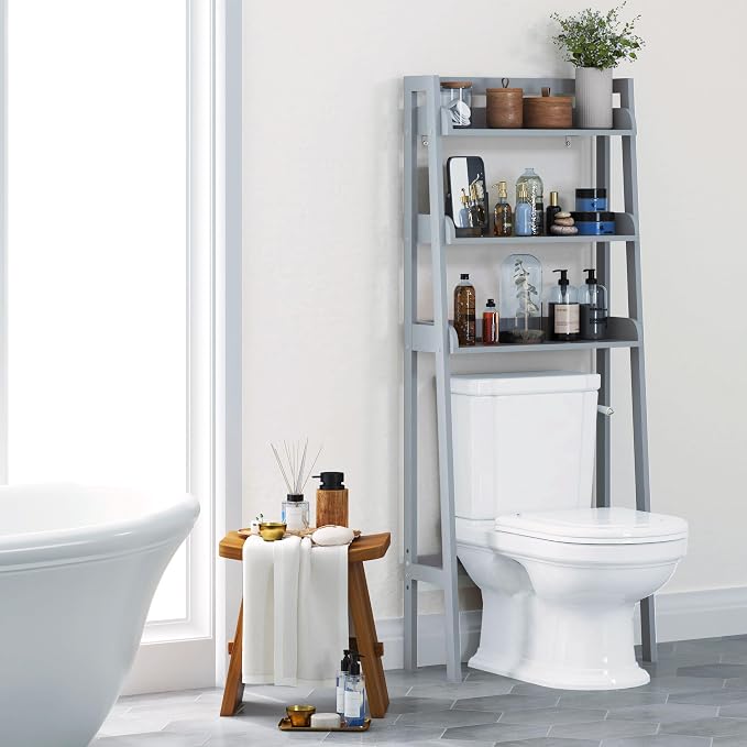 UTEX Over Toilet Bathroom Organizer, 3-Tier Above Toilet Storage Shelf Rack, Bathroom Shelves Over Toilet (Gray)