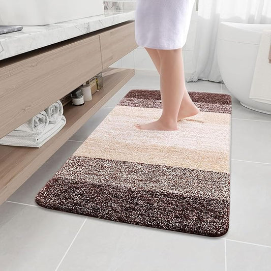 Arotive Microfiber Bathroom Rugs, Shaggy Soft and Absorbent Bath Rug, Non-Slip, Thick Plush Machine Washable Dry Bath Mats for Bathroom, Tub and Shower, 44x32, Brown, Rectangular