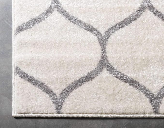 Unique Loom Trellis Frieze Collection Area Rug - Rounded (4' 1" x 6' 1", Ivory/ Gray)
