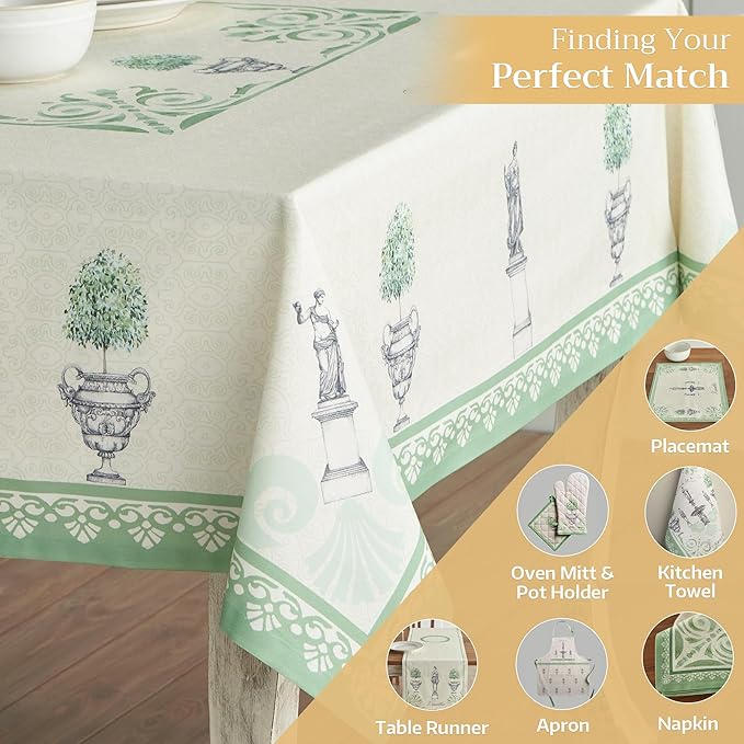 Maison d' Hermine Table Cloth Rectangle Table 100% Cotton 60 x 90 Inches Tablecloth Reusable Decorative for Dining Room Farmhouse Home Valentines Day Decorations Spring Summer - Jardin Du Roy