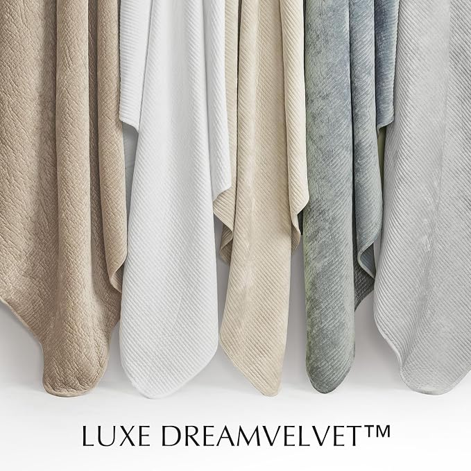 EverGrace Velvet Quilt Set California King 118'' x 106'', Luxurious Soft Bedding Sets, Lightweight Velvet Comforter for All Season, Striped Oversized Bedspread Coverlet w/ 2 Shams, Urban Taupe