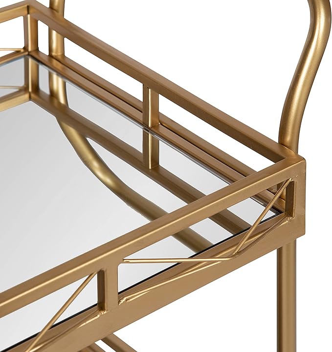 Kate and Laurel Ketia Glam Metal Bar Cart; 23 x 13 x 34; Gold; Glamorous Three Tier Gold Bar Cart for Display and Storage