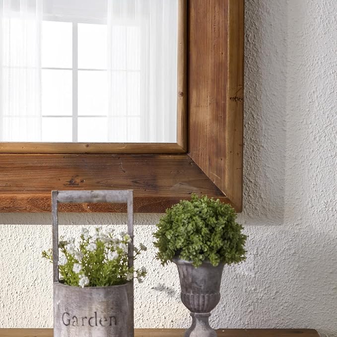 ZIYOO Rustic Farmhouse Wall Mirror, Solid Wood Frame Square Decorative Mirror, Country Style Accent Mirror for Living Room, Bedroom, Entryway, Bathroom, 32"x32"