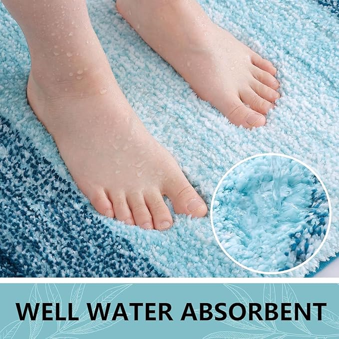 Arotive Microfiber Bathroom Rugs, Shaggy Soft and Absorbent Bath Rug, Non-Slip, Thick Plush Machine Washable Dry Bath Mats for Bathroom, Tub and Shower, 47x24, Peacock Blue, Rectangular