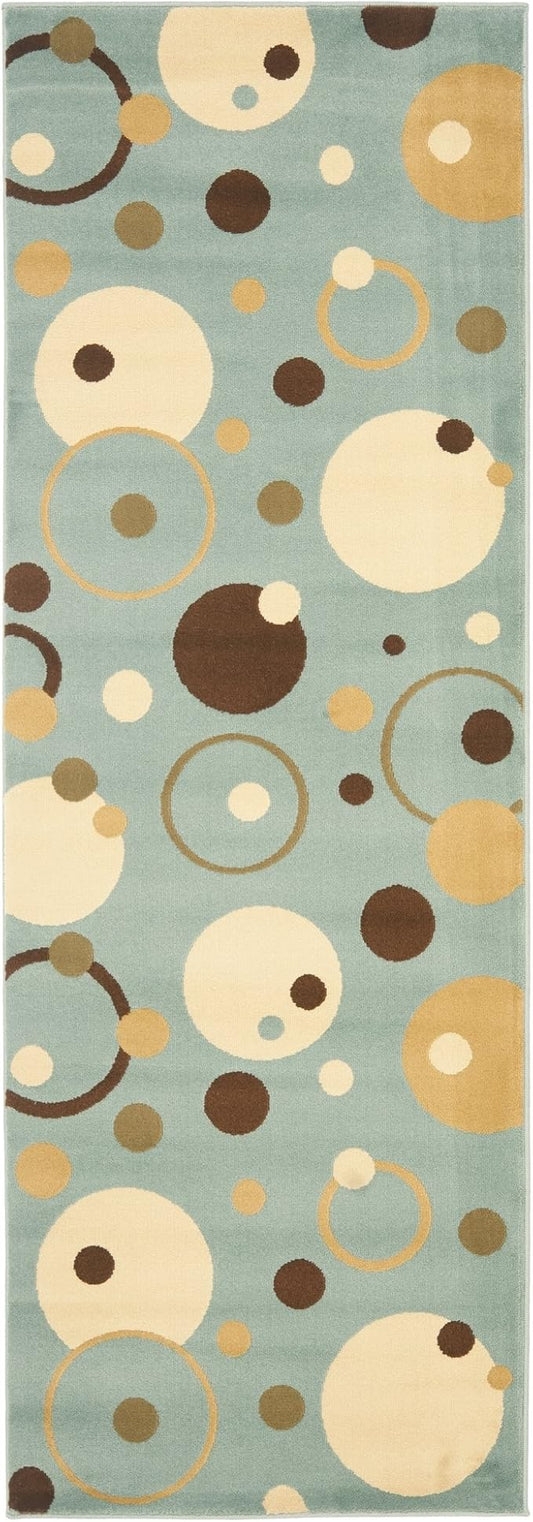 SAFAVIEH Porcello Collection 2'4" x 9' Blue/Multi PRL6851 Mid-Century Modern Abstract Non-Shedding Living Room Entryway Foyer Hallway Bedroom Runner Rug