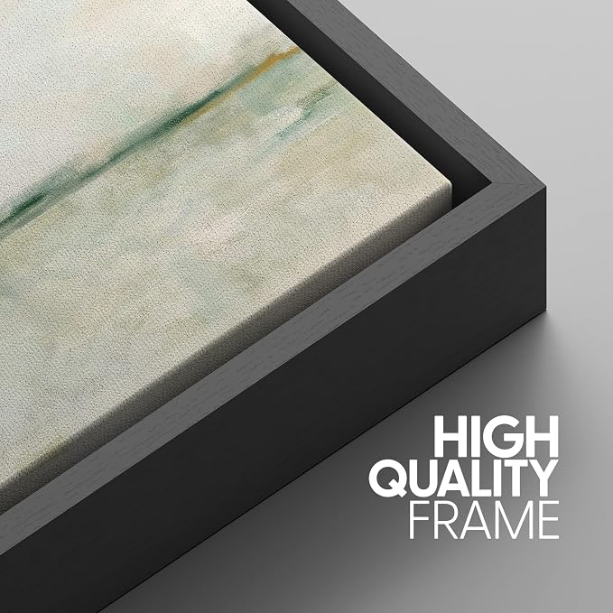 SIGNWIN Framed Canvas Print Wall Art Set Grunge Tan Green Pastel Landscape Shapes Abstract Illustrations Modern Art Decorative Nordic Calm/Zen for Living Room, Bedroom, Office - 16"x24"x3 Black