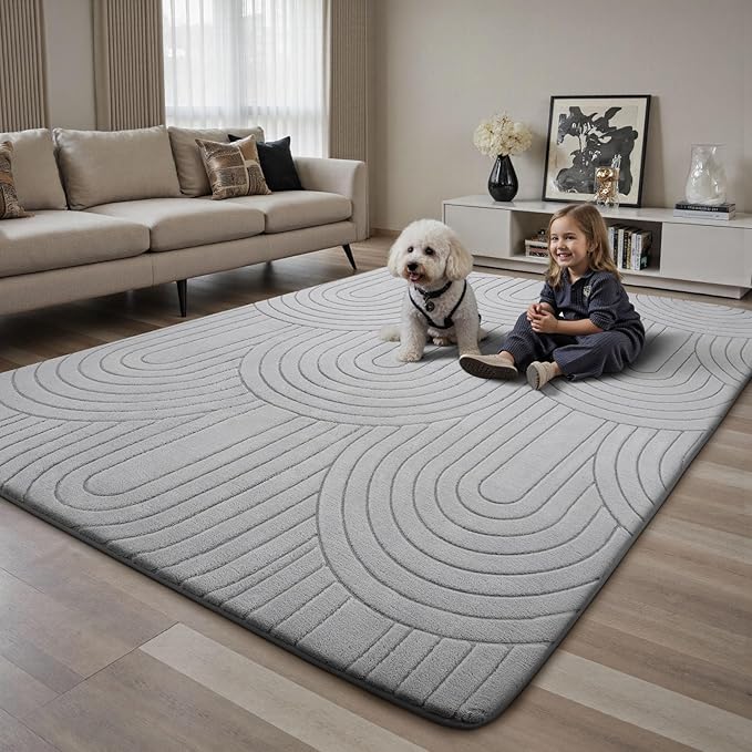 Sour Lemon 10x14 Area Rugs for Living Room, Soft Large Area Rug Indoor Modern Carpet for Bedroom，Machine Washable Area Rug Non-Slip Rug Carpet for Kids Home Dorm Under Dining Table Office Decor