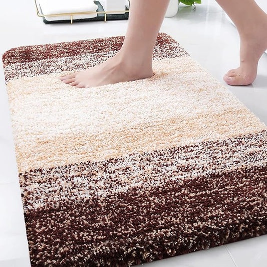 Arotive Microfiber Bathroom Rugs, Shaggy Soft and Absorbent Bath Rug, Non-Slip, Thick Plush Machine Washable Dry Bath Mats for Bathroom, Tub and Shower, 34x21, Brown, Rectangular